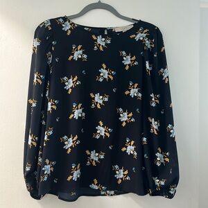 Loft Navy Blue Floral Top